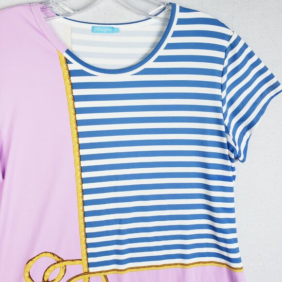 J. McLaughlin Top Catalina Cloth Striped Colorblock Blouse Tee Shirt size L - Picture 2 of 10